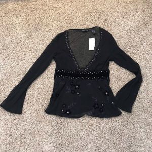 Long sleeve mesh top